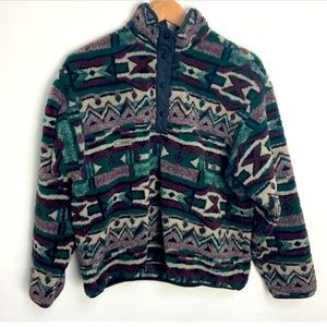 Vintage Colombia Aztec pattern Sherpa pullover